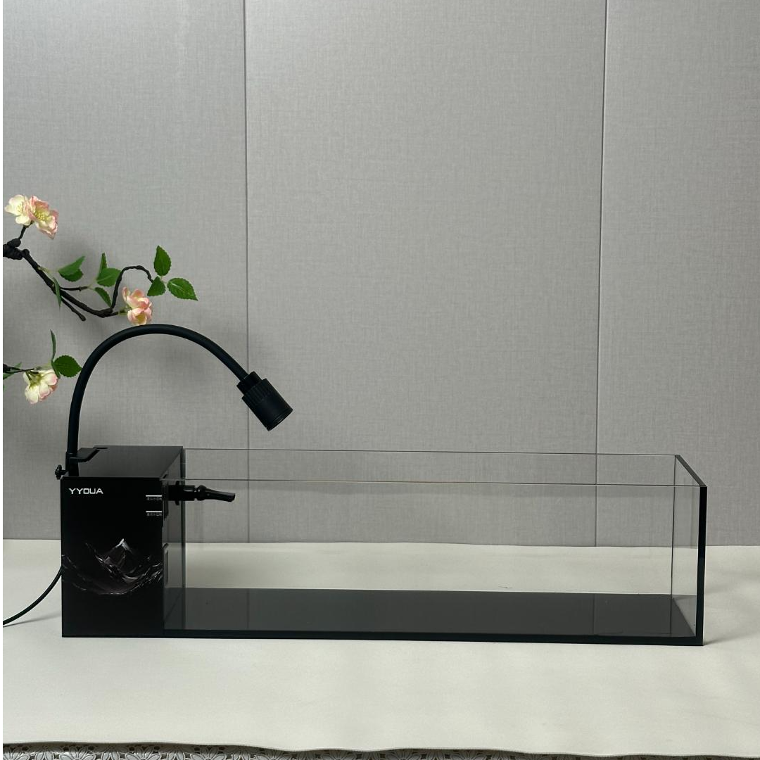 【45*15*15cm】金晶超白侧滤国风溪流桌面家用造景养鱼生态循环鱼缸