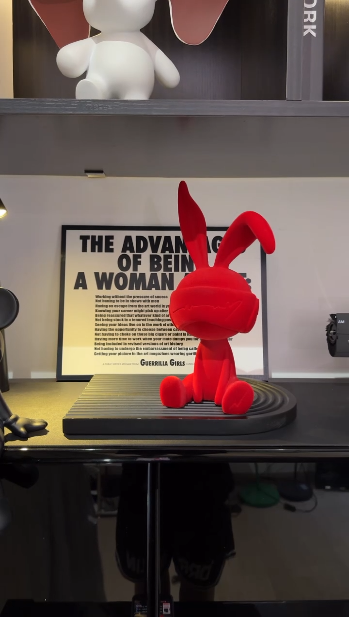 树脂|兔（红绿蓝色，可备注）实木托盘、画组合