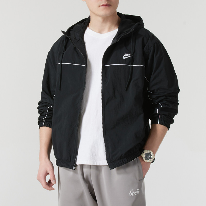 Nike耐克外套男2025春季新款宽松运动休闲背标图案连帽夹克HJ2013