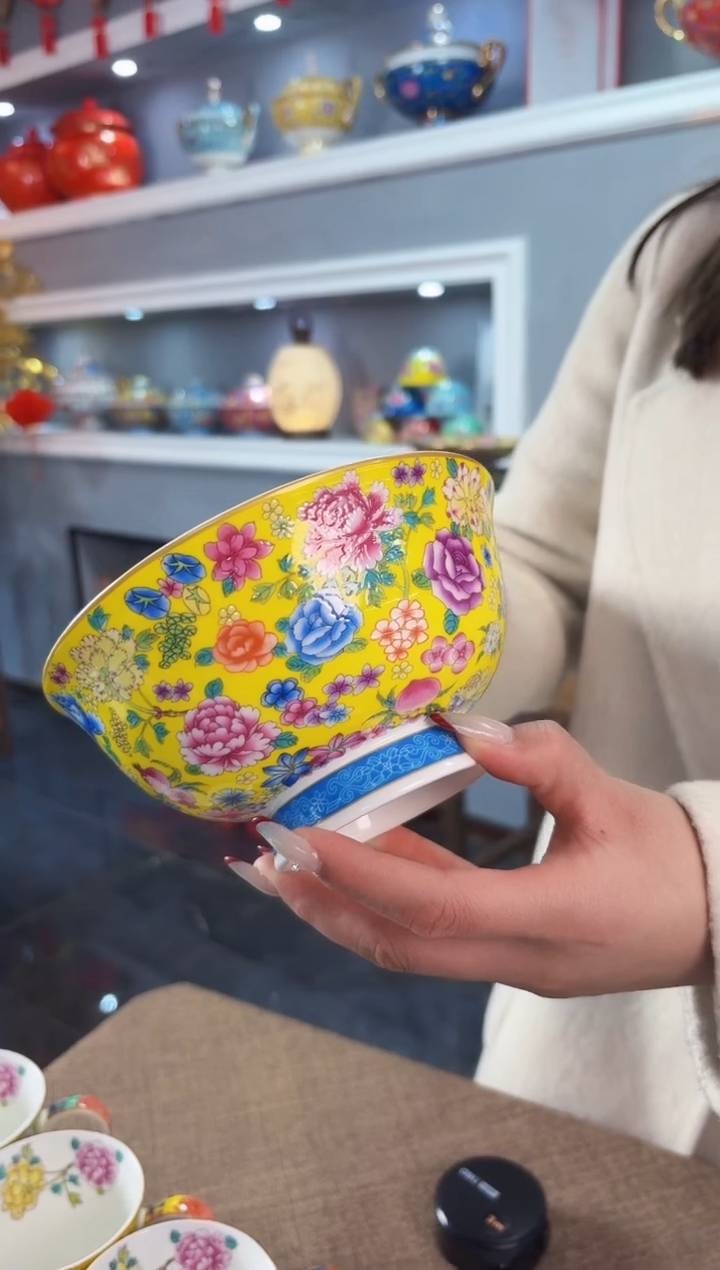 珐琅  6英寸面碗6个景德镇陶瓷