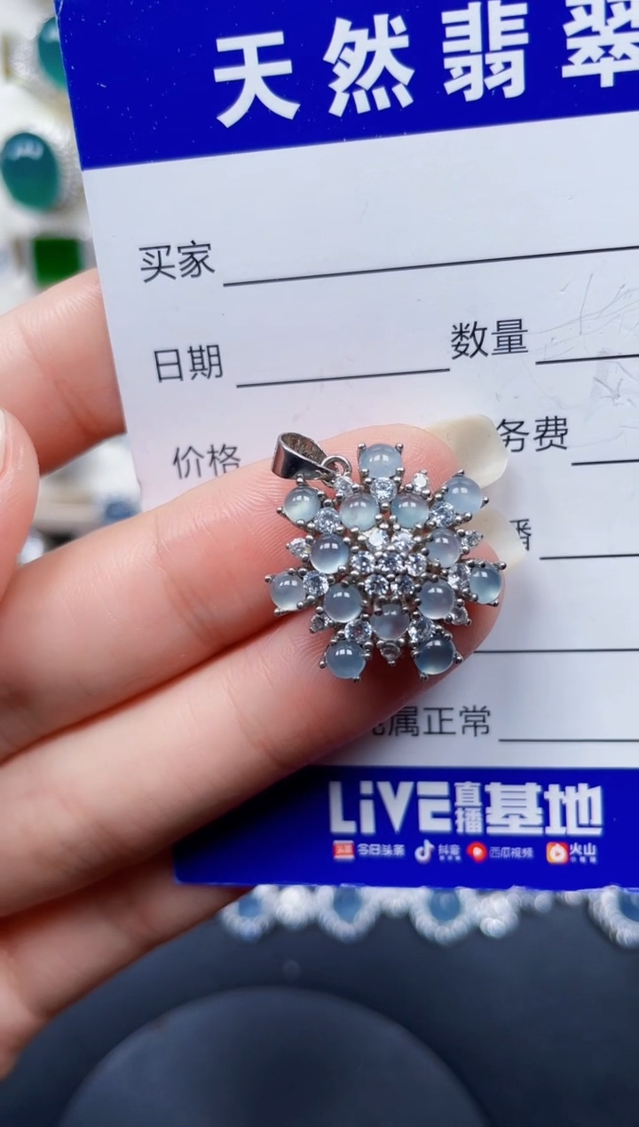 颈饰银S925镶嵌翡翠35