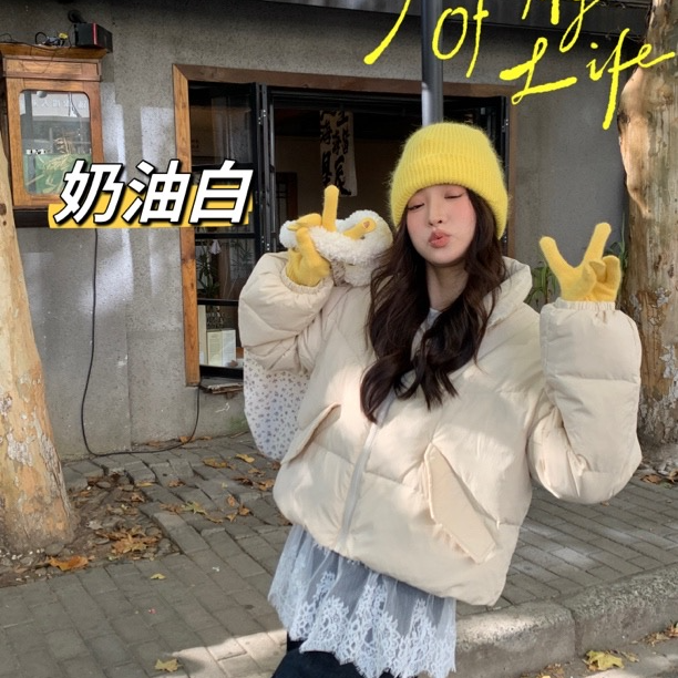 2025冬季新款小个子泡芙羽绒服女短款宽松加厚韩版超轻面包服外套