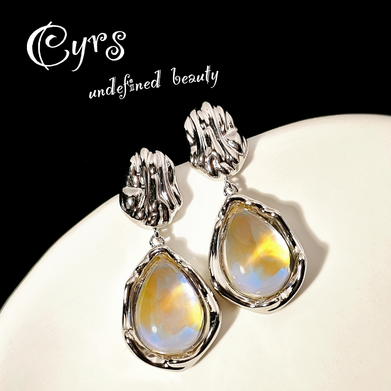 合金耳饰 克芮司Cyrs | 珀涟影语 春日百搭轻奢原创耳钉耳饰925银