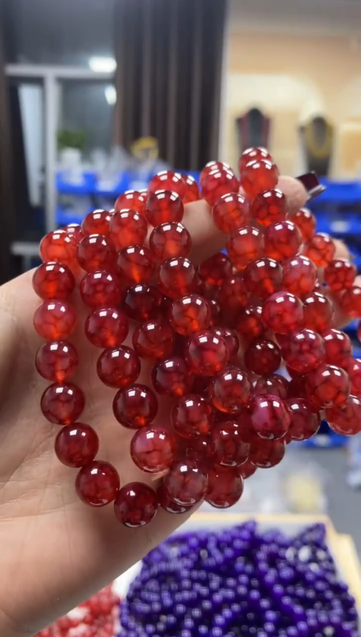 未镶嵌手串玛瑙/玉髓血丝龙鳞卡10MM 多样性发一