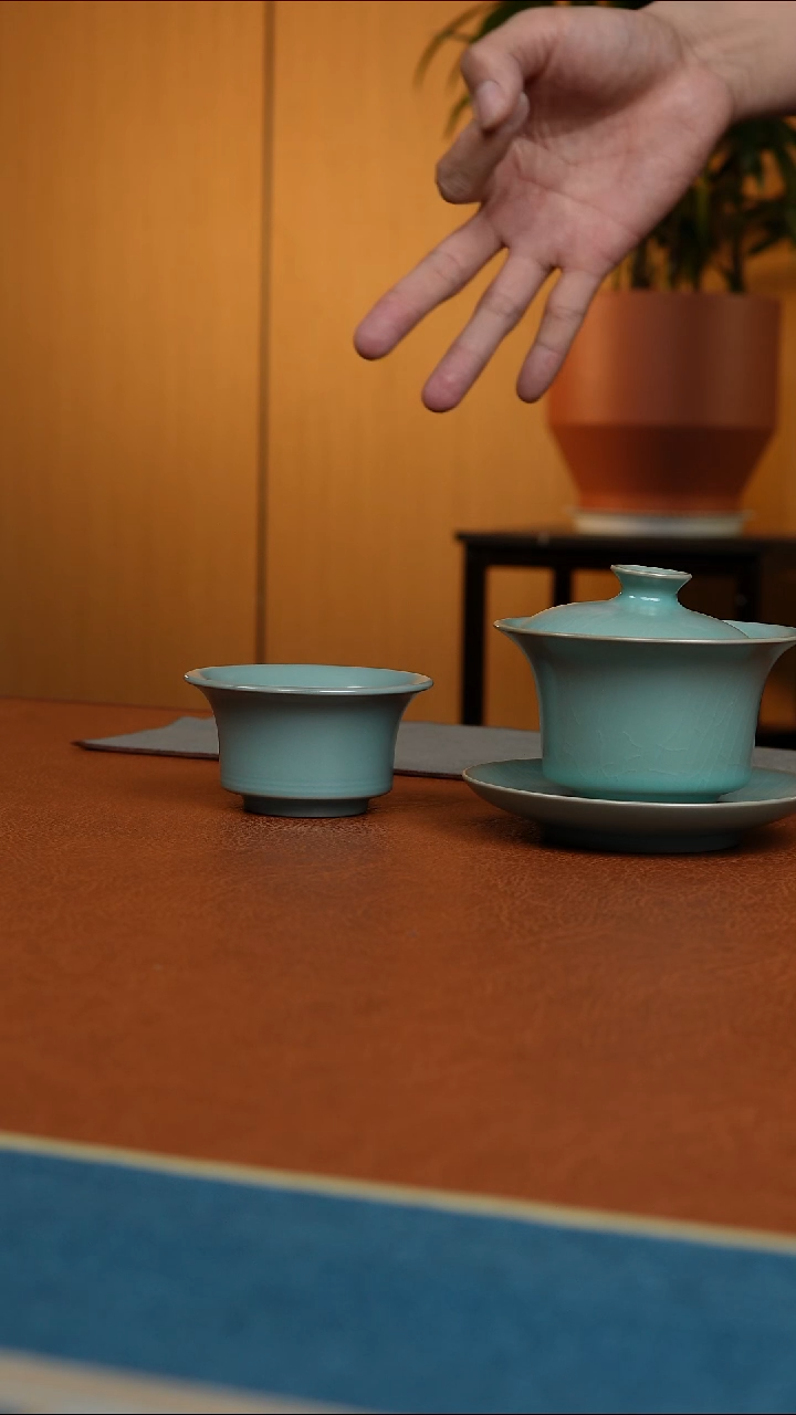 【闪购商品】杯汝州原产地原矿釉仿古马蹄盖碗+杯子