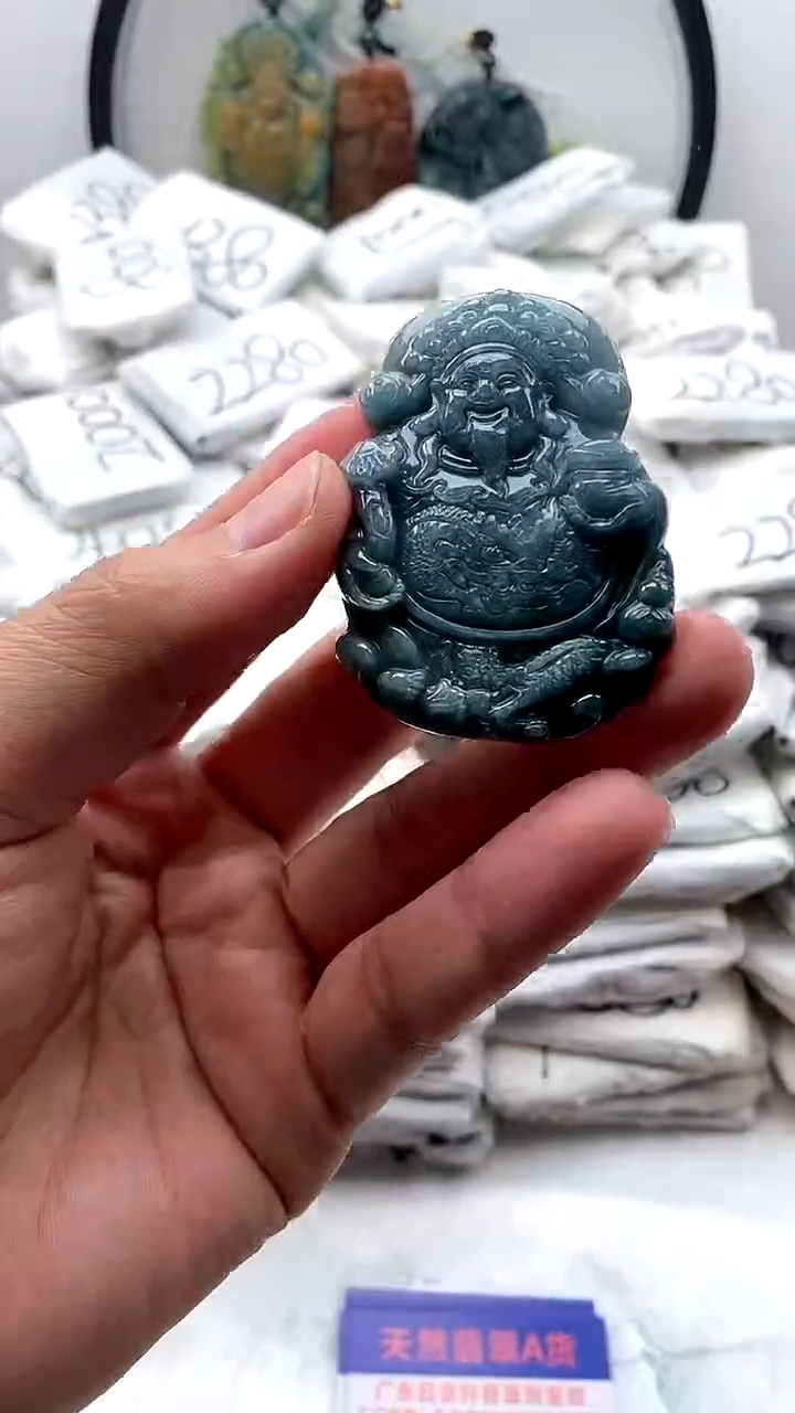 【闪购商品】翡翠颈饰未镶嵌财神【品质一般介意慎拍】