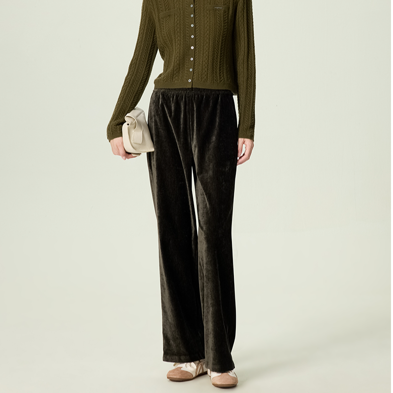 【妍妍专属】墨蒂珂秋冬丝绒缎面休闲裤显瘦修身直筒MJD80507