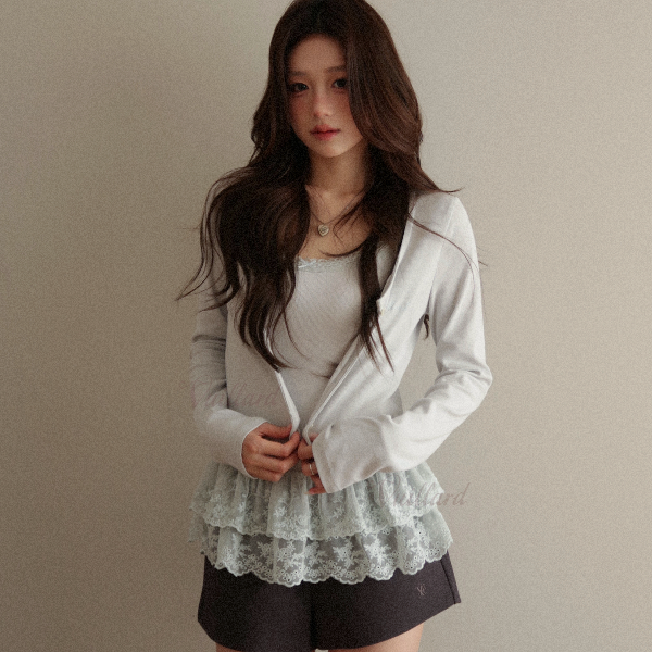 vuillard【薄荷蜜语Mint】少女小众蕾丝设计师吊带开衫两件套