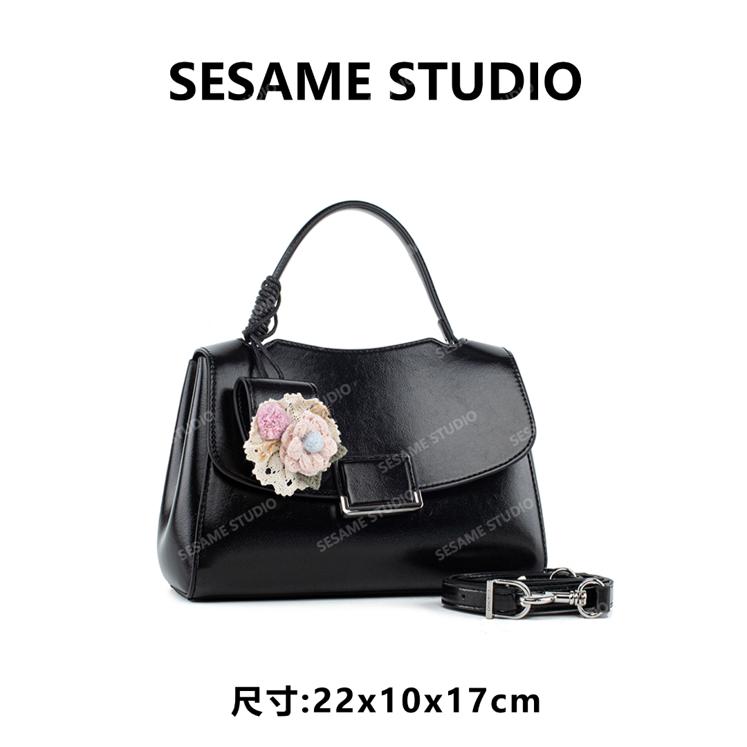 【芝麻集】QYX-81786-黑色休闲时尚百搭腋下女包