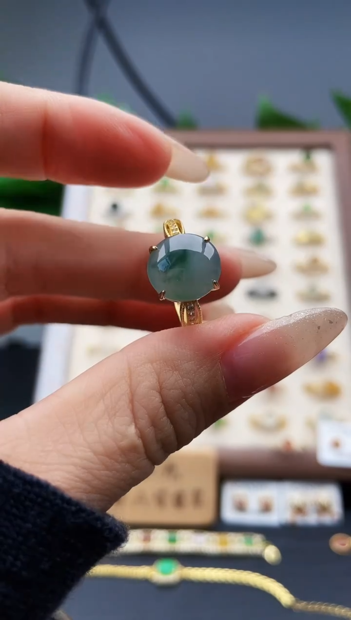 银S925镶嵌戒指翡翠12