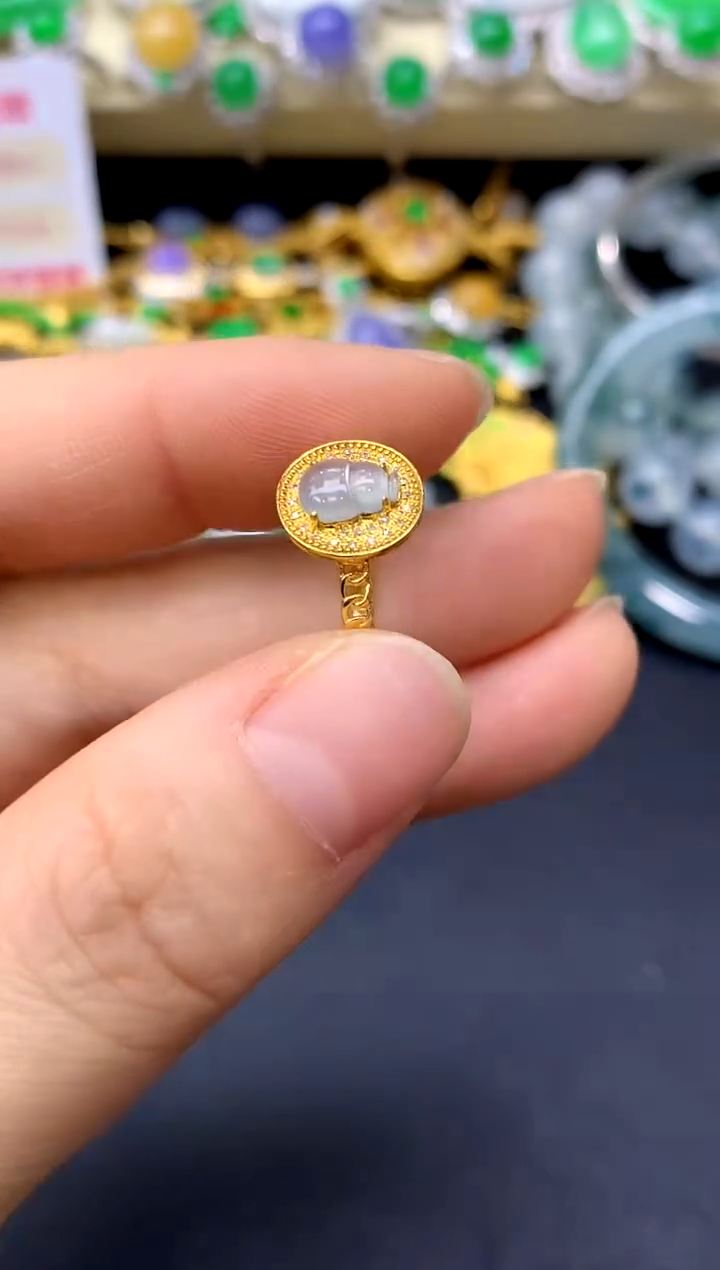 18K金镶嵌戒指翡翠210-中国好珍宝