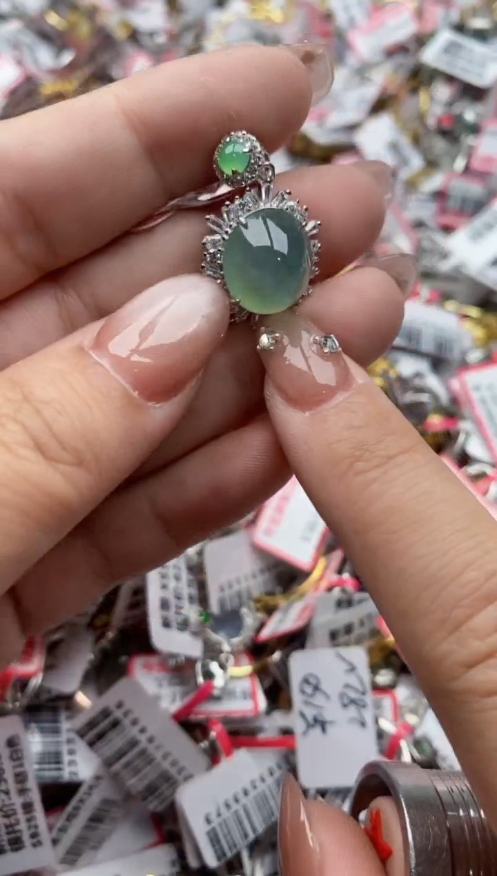 【闪购商品】翡翠戒指银S925镶嵌4444---10