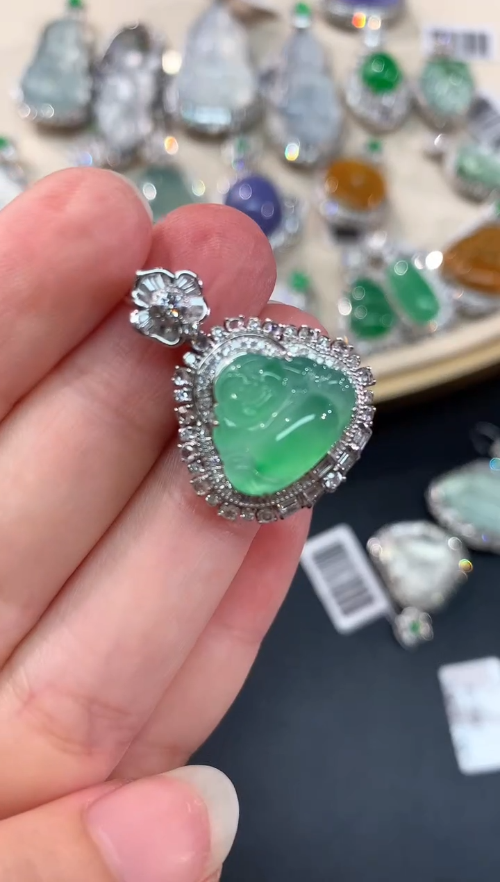 翡翠18K金镶嵌吊坠(不含链)Q250|12800