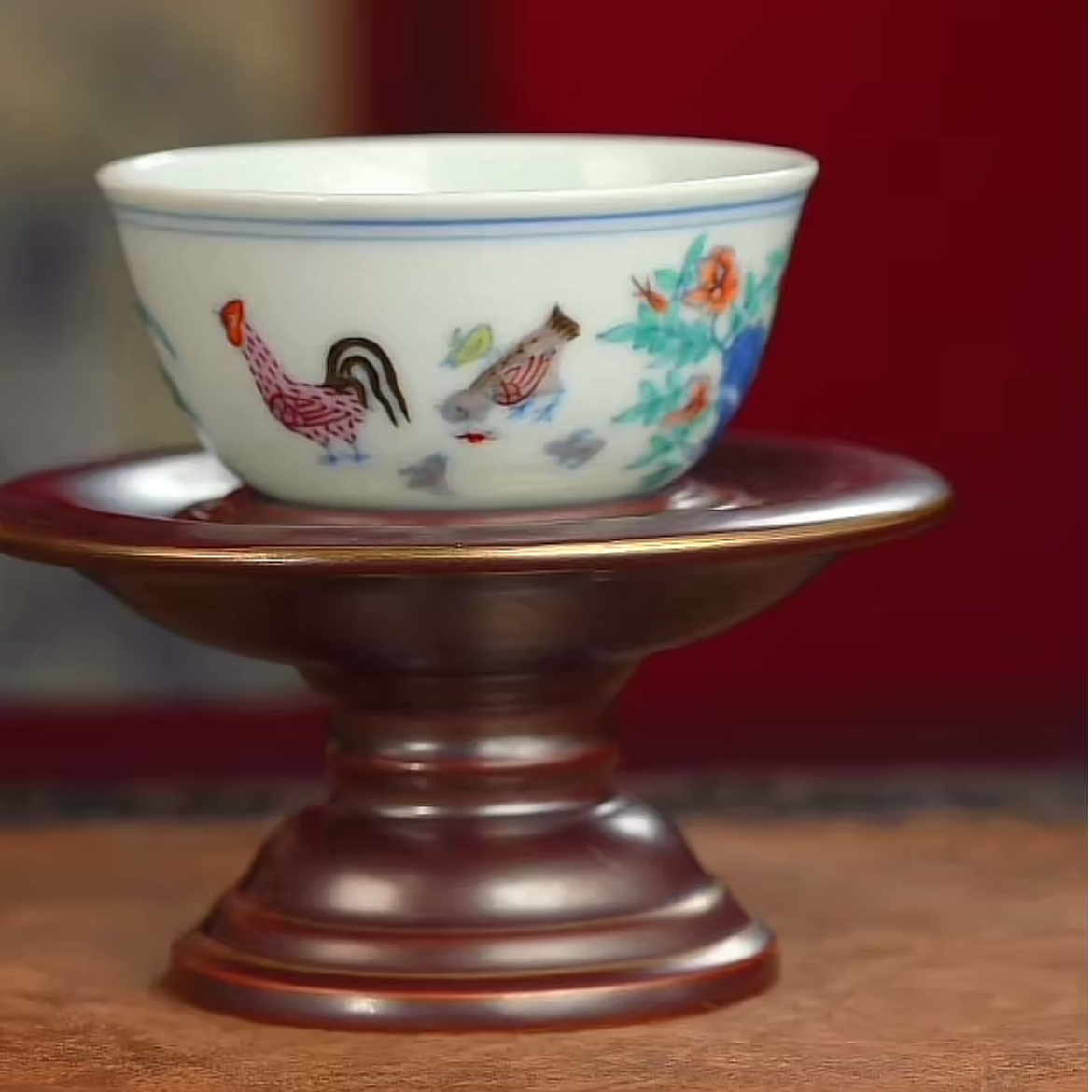御窑元华堂仿明成化斗彩鸡缸杯