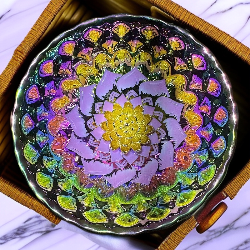 七彩梦幻粉开花金莲花主人杯手工茶器（无礼盒）