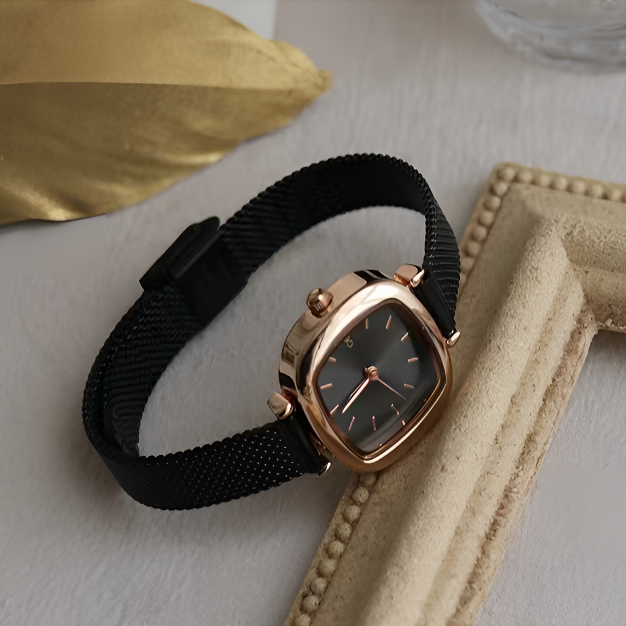 德国蓝族同款GEDI黑金小方糖女士轻奢小腕表情人节礼物