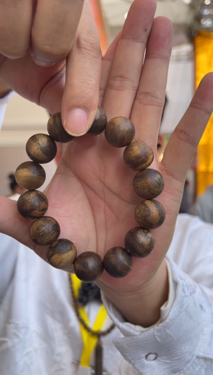 沉香手串海南沉香虎斑棋1.6规格圆珠单圈20克+