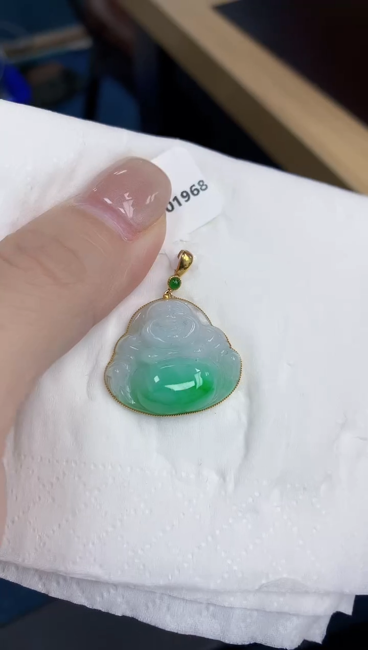 【闪购商品】翡翠颈饰18K金镶嵌天然缅甸翡翠A货