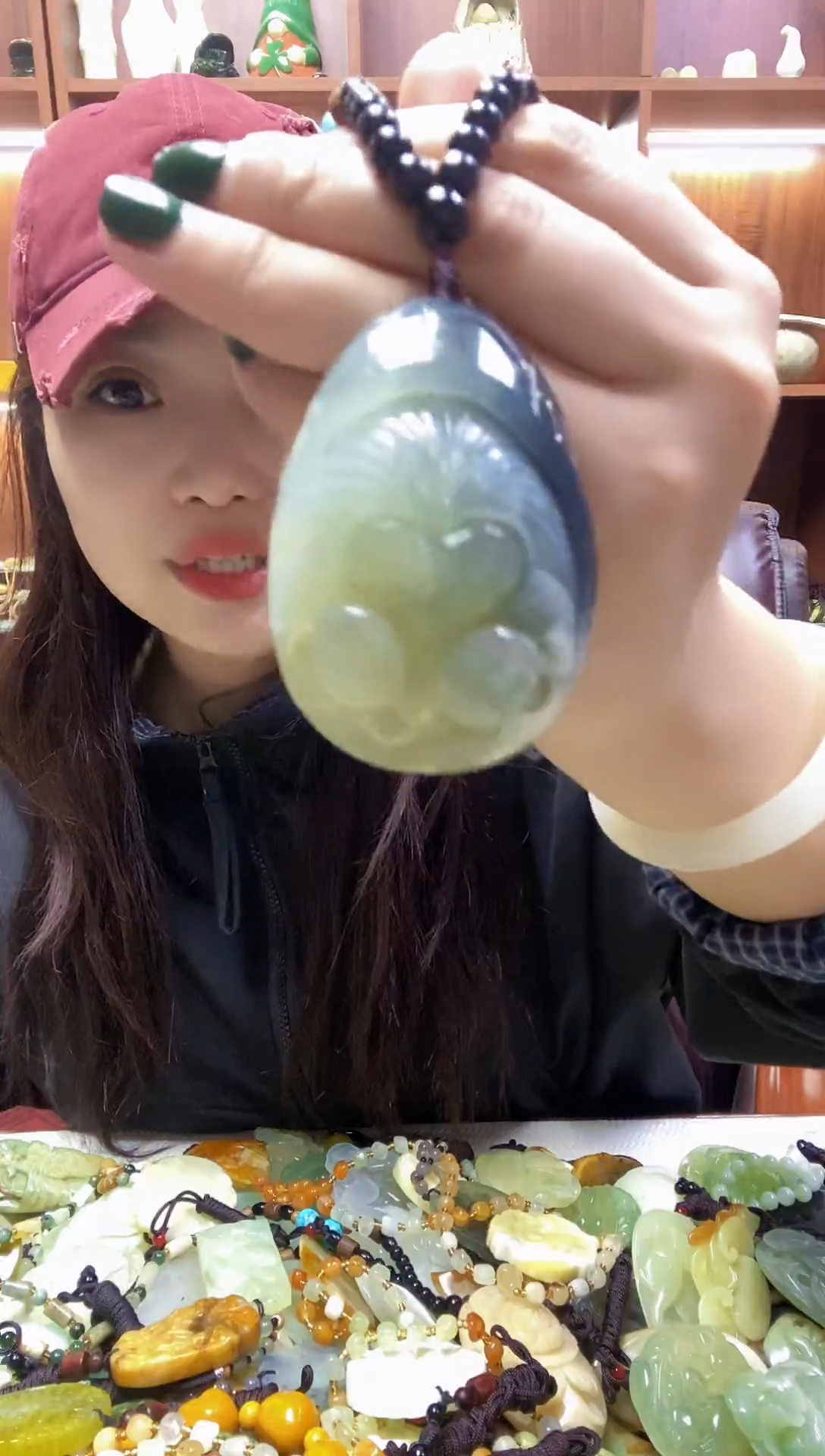 未镶嵌蛇纹石玉手把   