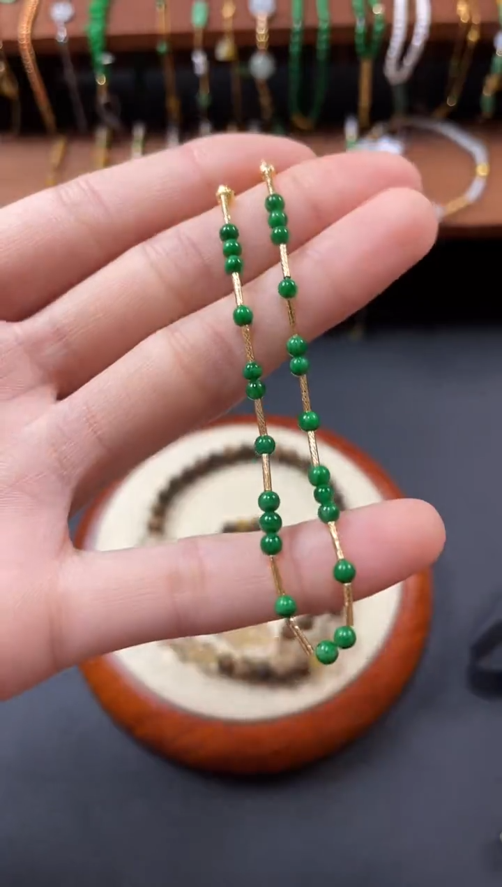 【闪购商品】翡翠套链18K金镶嵌一个  JK713