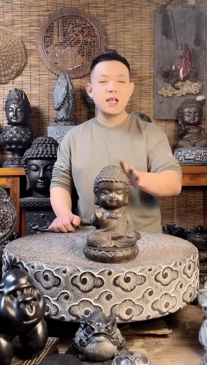 【闪购商品】20宝宝佛+莲花座天然青石雕刻