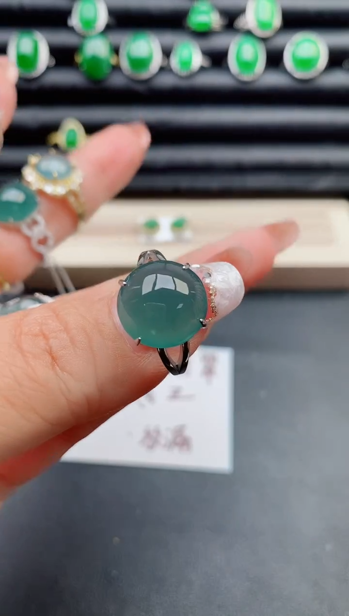 【闪购商品】翡翠戒指银S925镶嵌508080