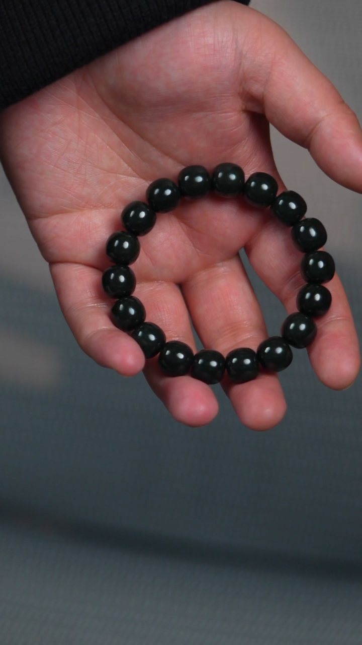 未镶嵌手链和田玉12mm塔青特细