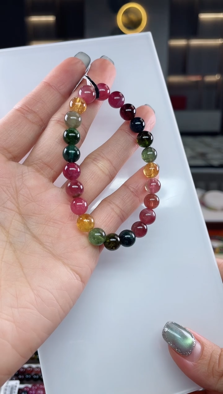 未镶嵌单圈手串8mm+碧玺（多样性发一条）T