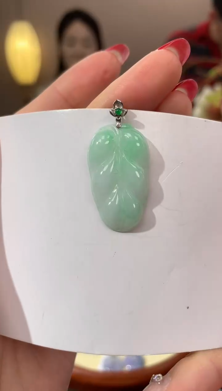 【闪购商品】翡翠颈饰18K金镶嵌天然缅甸a货翡翠