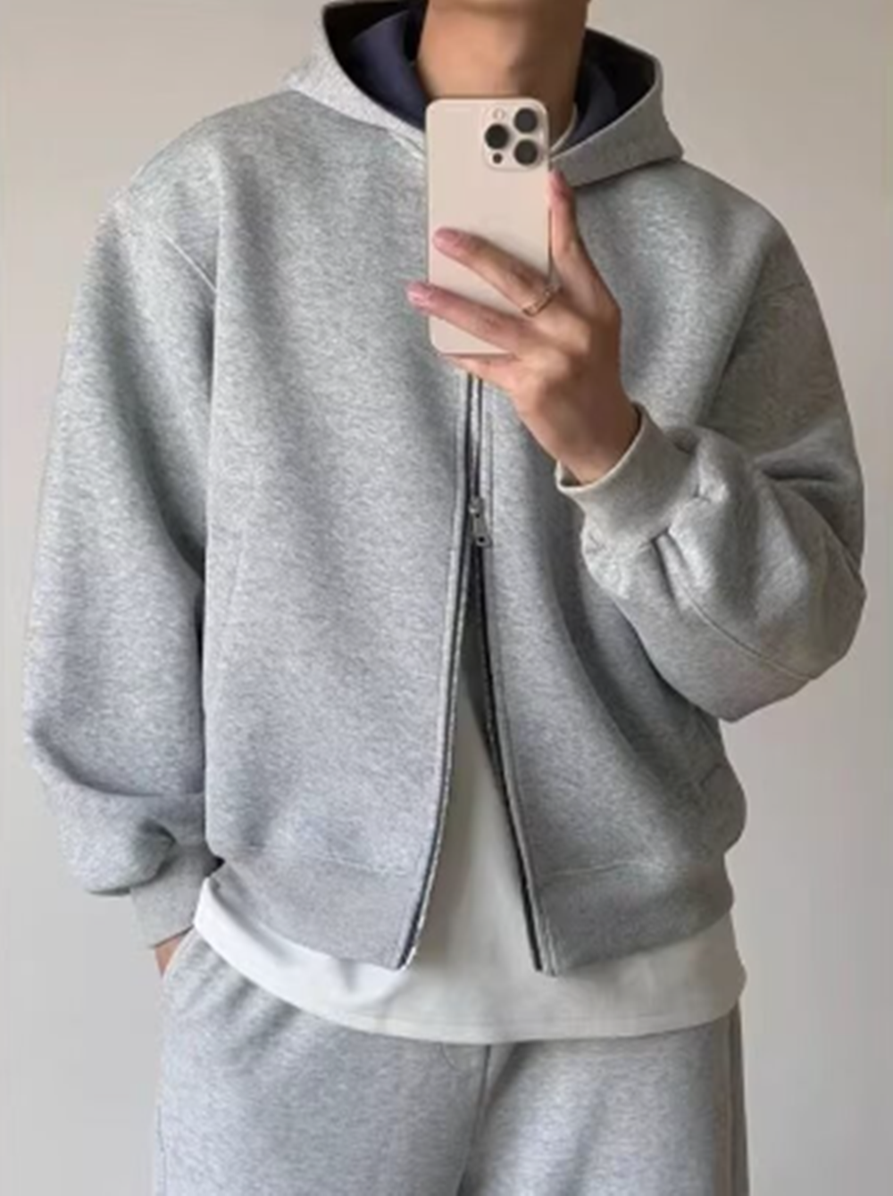 百搭卫衣男高级感连帽秋冬季潮美式长袖情侣加绒加厚cleanfit外套