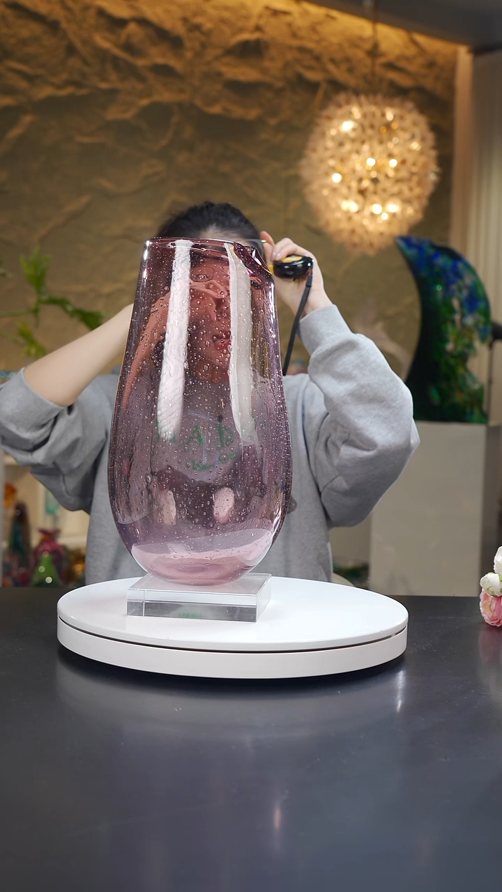 手工艺品琉璃金红气泡设计花器