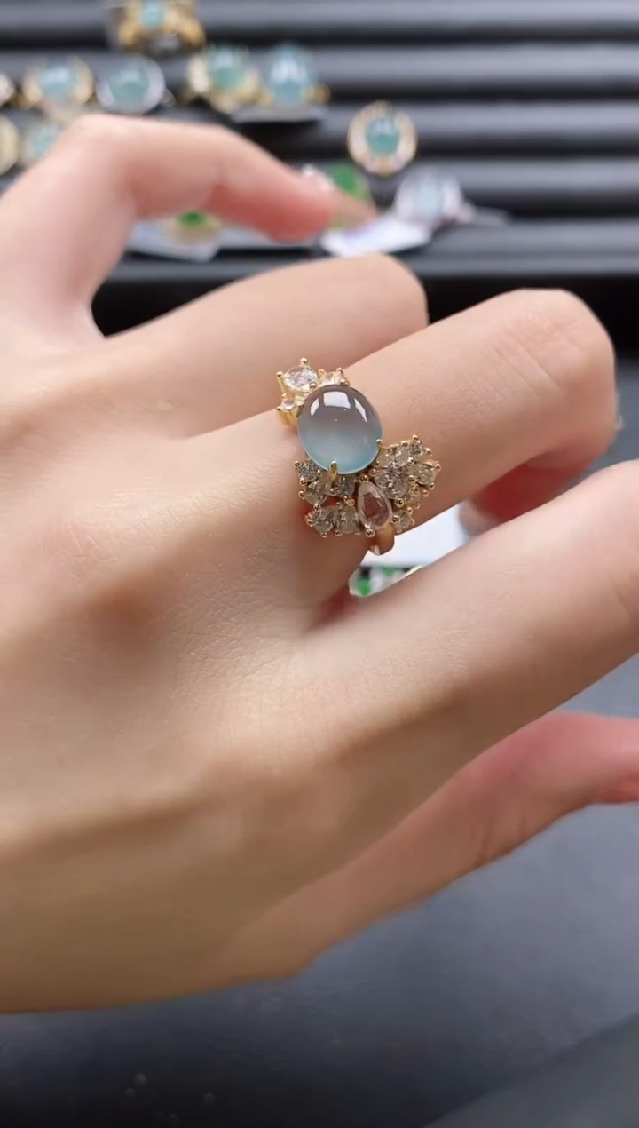 【闪购商品】翡翠戒指银S925镶嵌5151-4