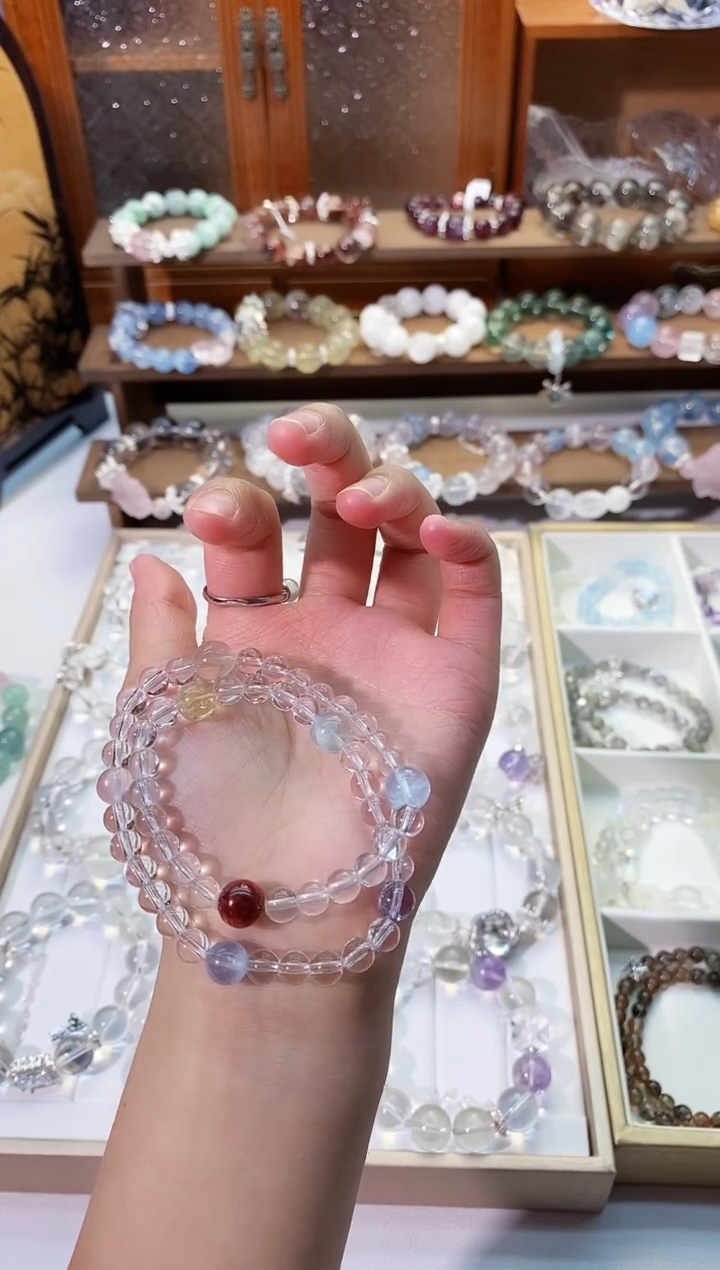 【闪购商品】水晶手串未镶嵌多宝双圈白水
