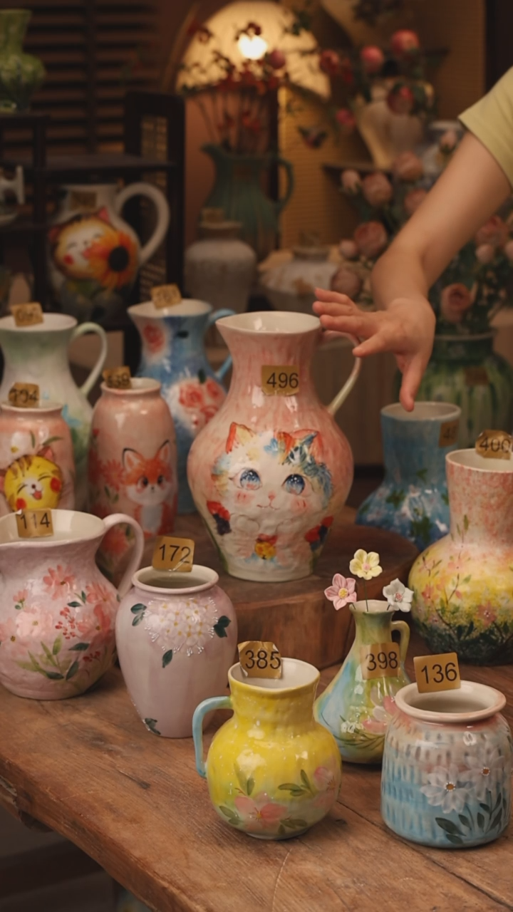 陶瓷景德镇设计师手作花器摆件侘寂风496