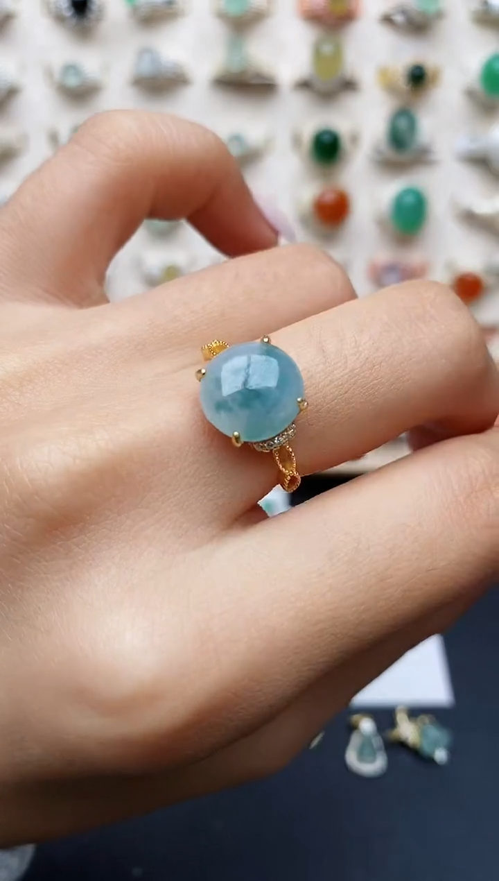 【闪购商品】翡翠戒指银S925镶嵌缅甸翡翠