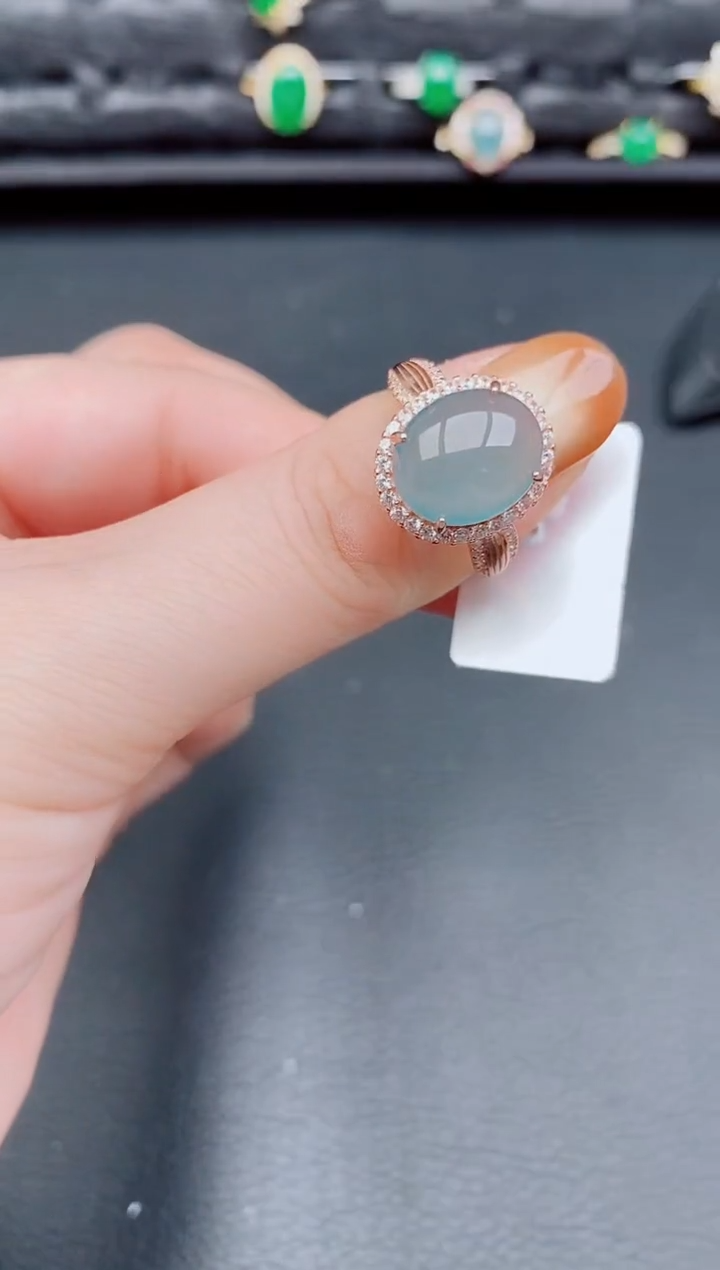 【闪购商品】翡翠戒指银S925镶嵌天然a货翡翠238