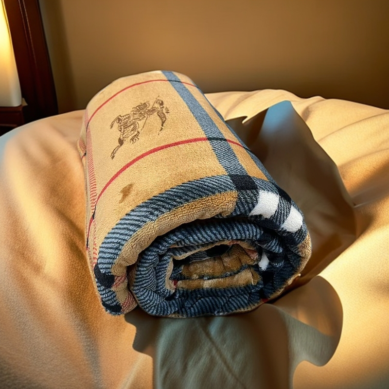 【200*230绒毯战马格】高克重加厚保暖毛毯双面绒牛奶绒柔软高档