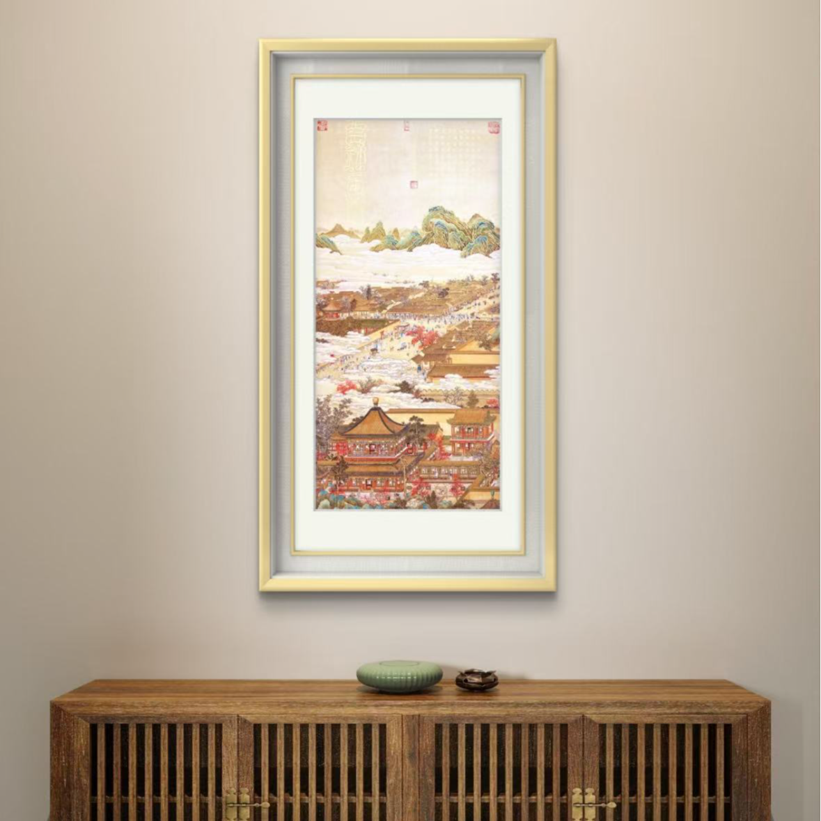 【宫彩手绘描金】宫廷禁御图 —胡墨—手绘国画