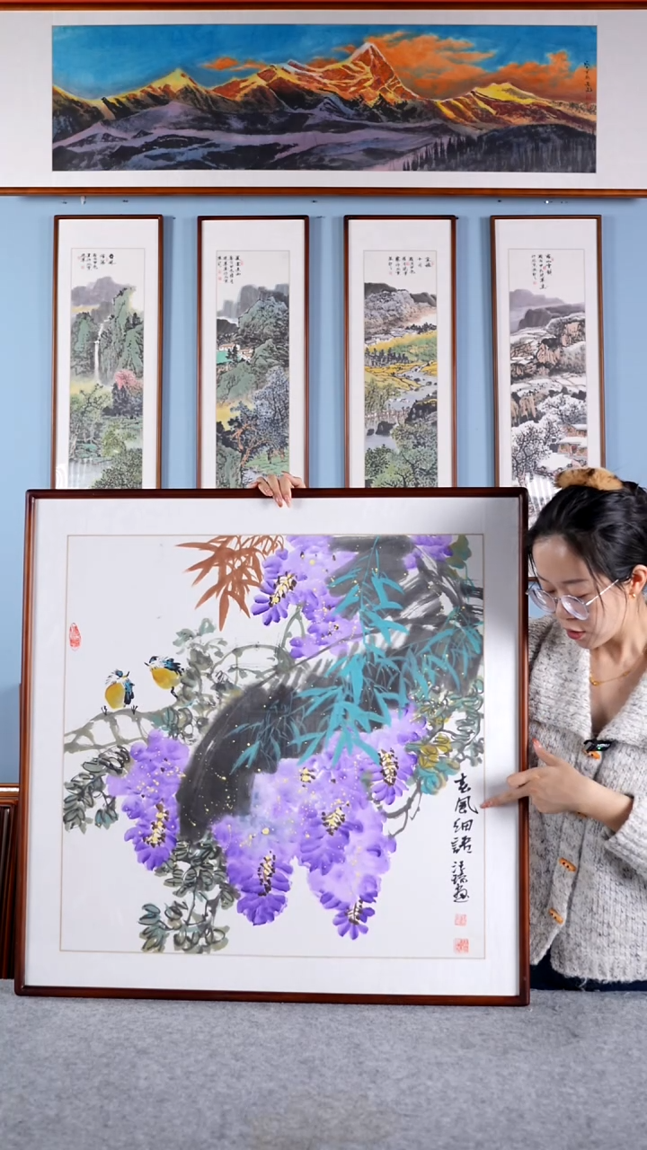 【闪购商品】国画汪琼《春风细雨》含框83*83