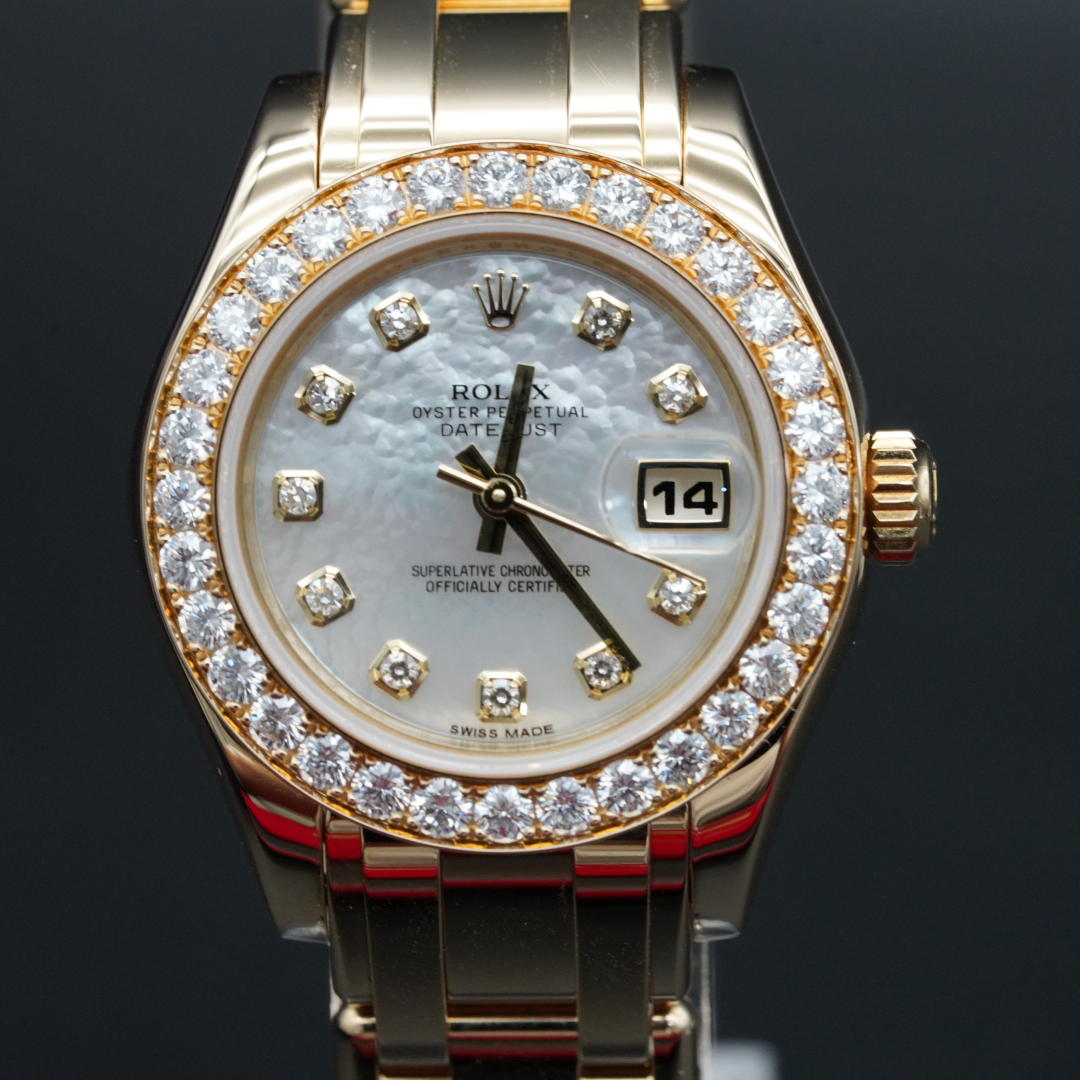 95新 Rolex/劳力士 12年PEARLMASTER系列80298贝母盘女生机械腕表