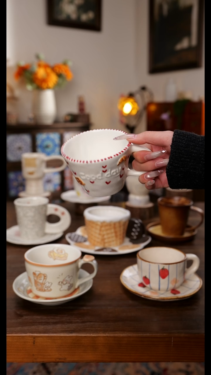 陶瓷便携款牛角包 早餐杯