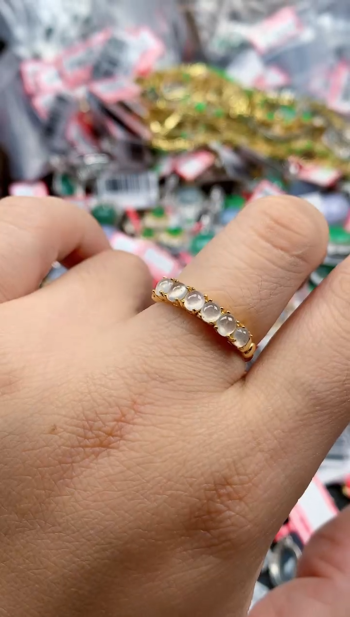 银S925镶嵌戒指翡翠天然A货缅甸翡翠