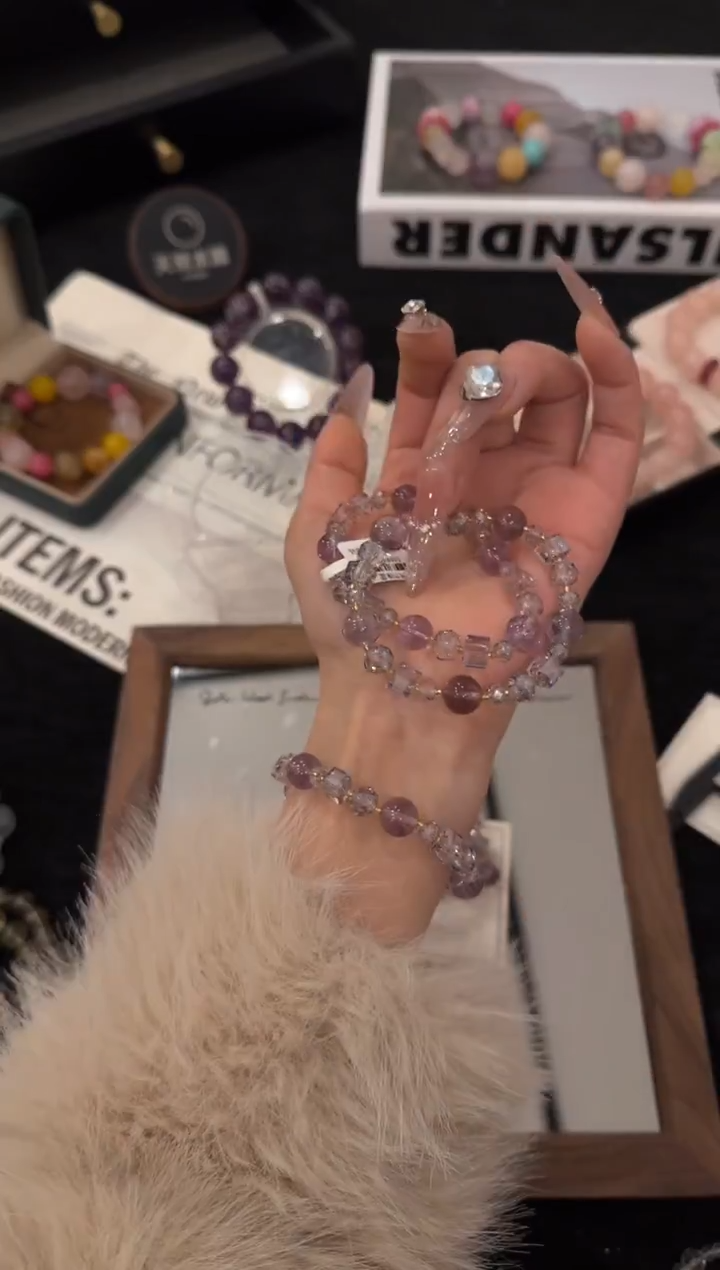 合金手链水晶紫葡萄x3352