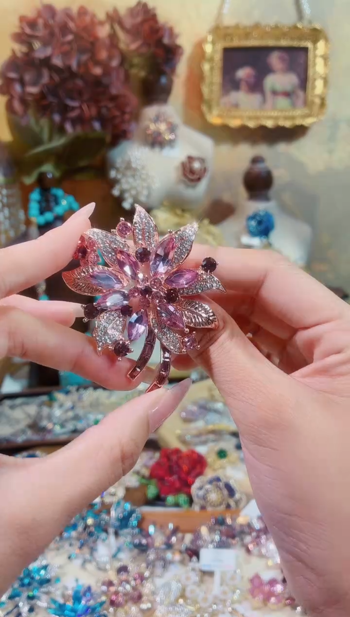 合成立方氧化锆铜合金紫色繁花