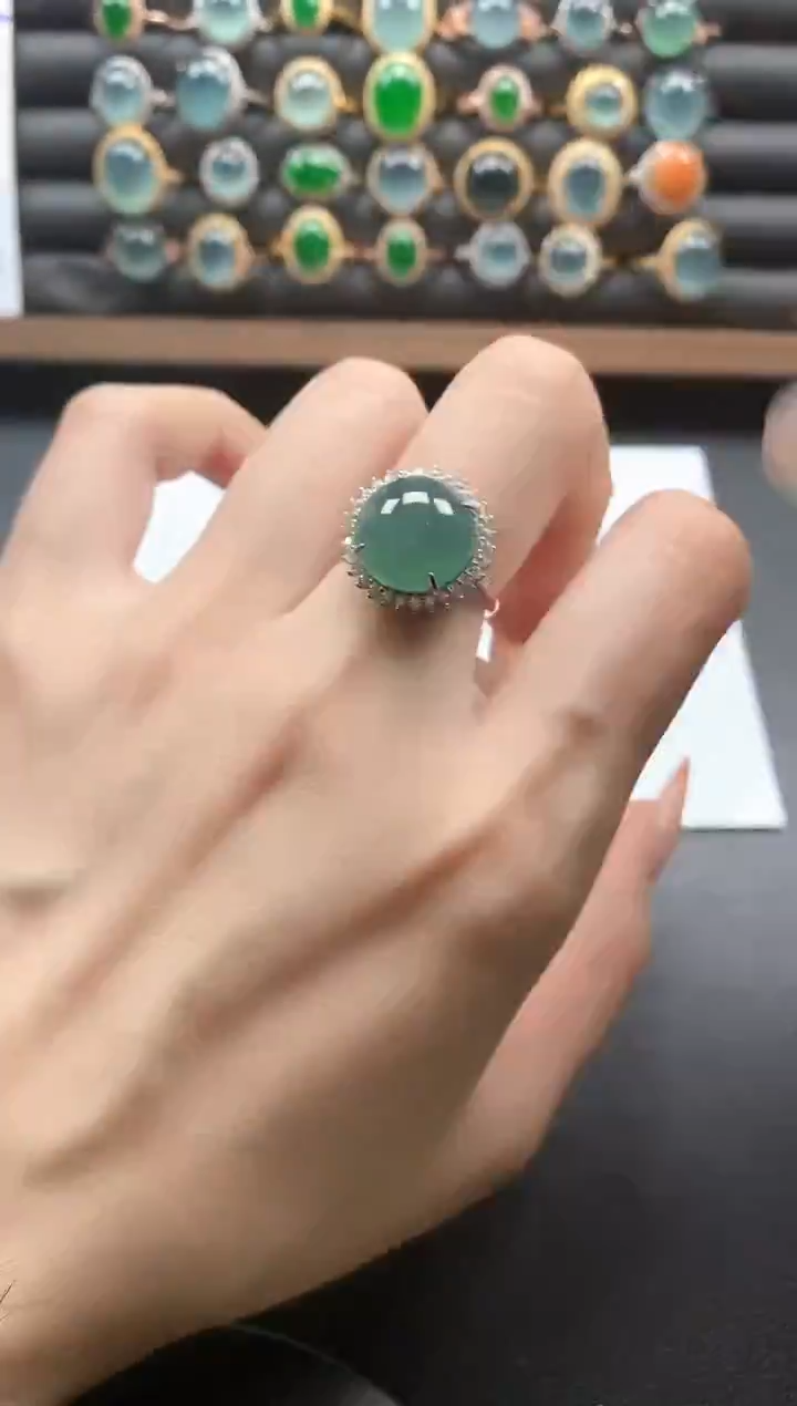 银S925镶嵌戒指翡翠15151