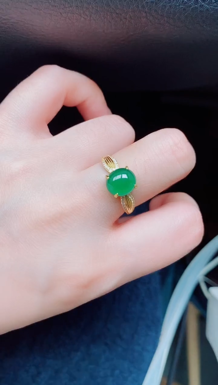 【闪购商品】翡翠戒指银S925镶嵌天然A货翡翠85