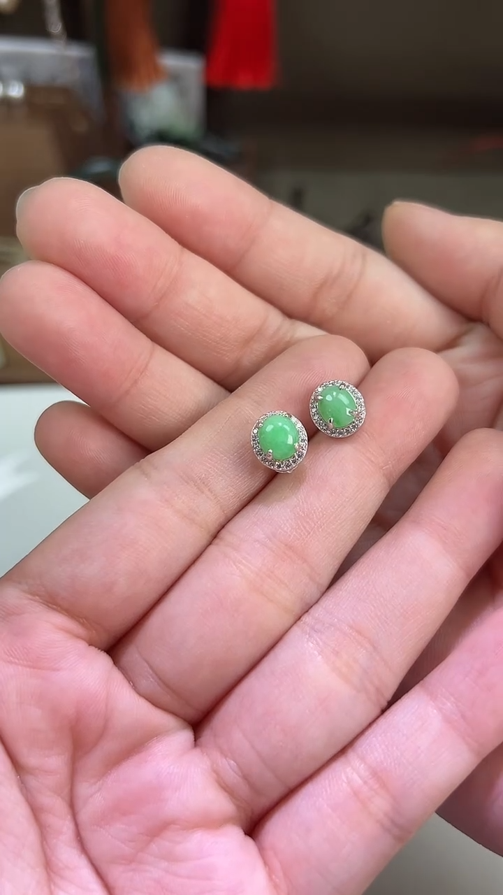 【闪购商品】翡翠耳饰未镶嵌耳钉绿绿