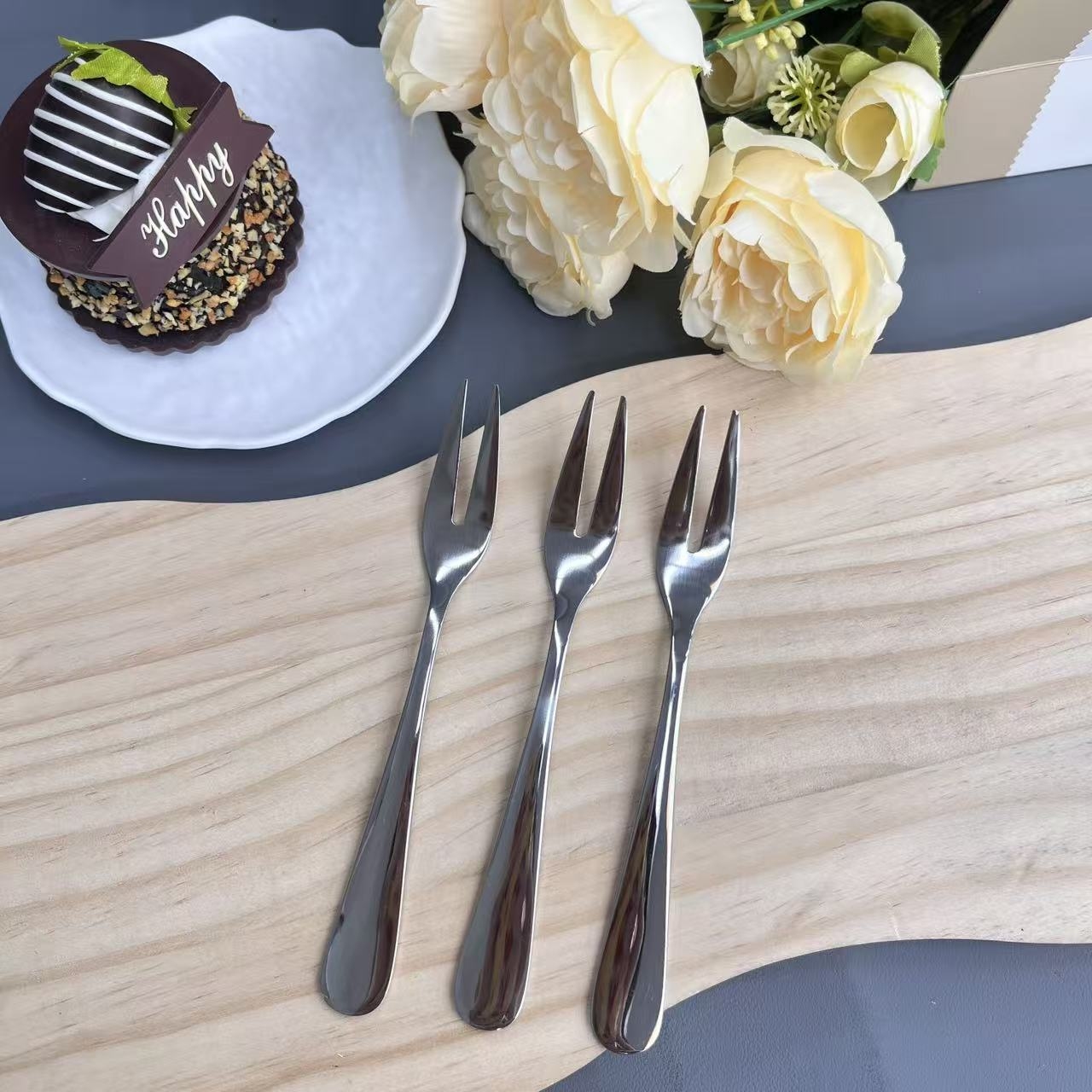 天花板镜面双头水果叉3只【汤姆福利专场】