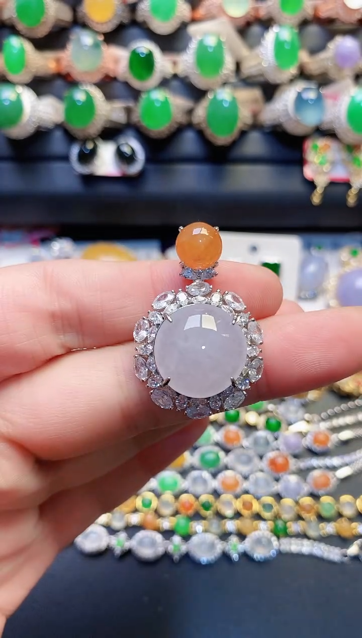 银S925镶嵌戒指翡翠天然