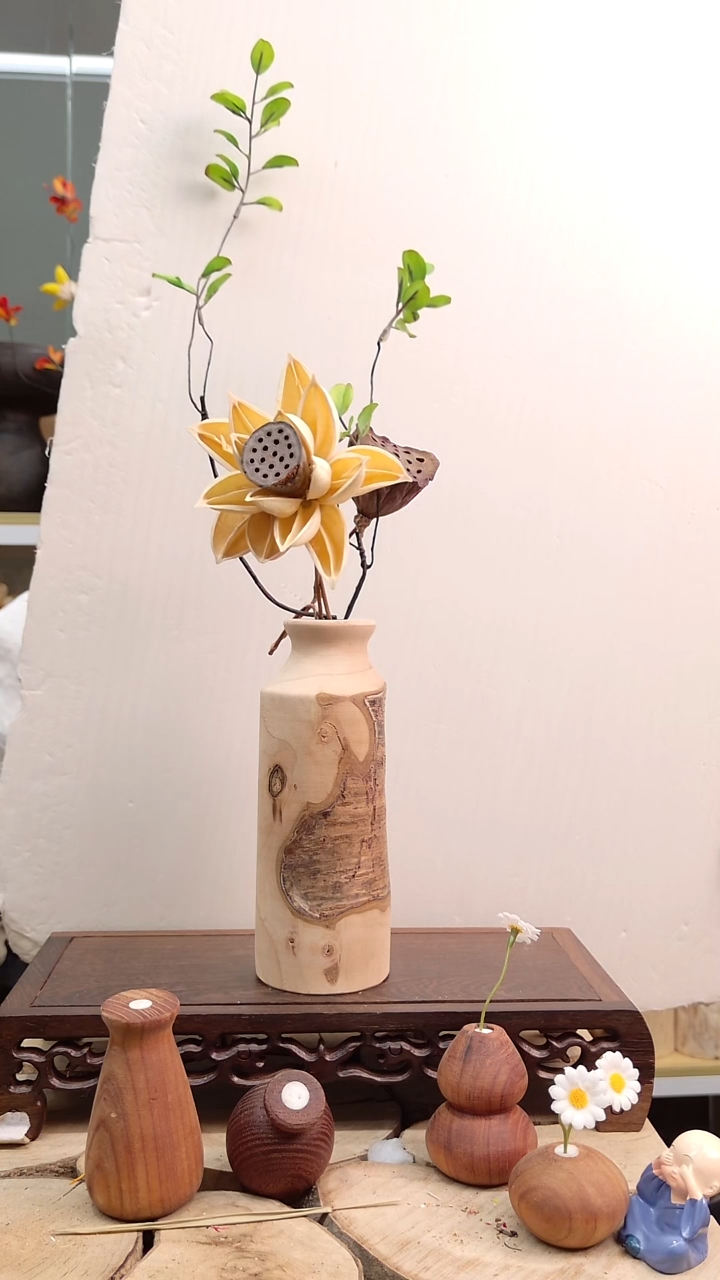 木实木花瓶 一物一拍